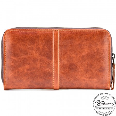 Кожаный клатч "Картер New" (рыжий антик) 