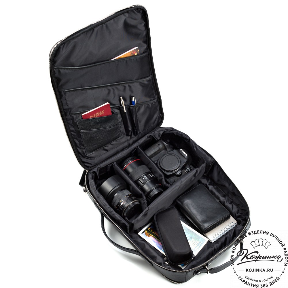 Кожаный рюкзак-сумка "Лесснер" (черный)