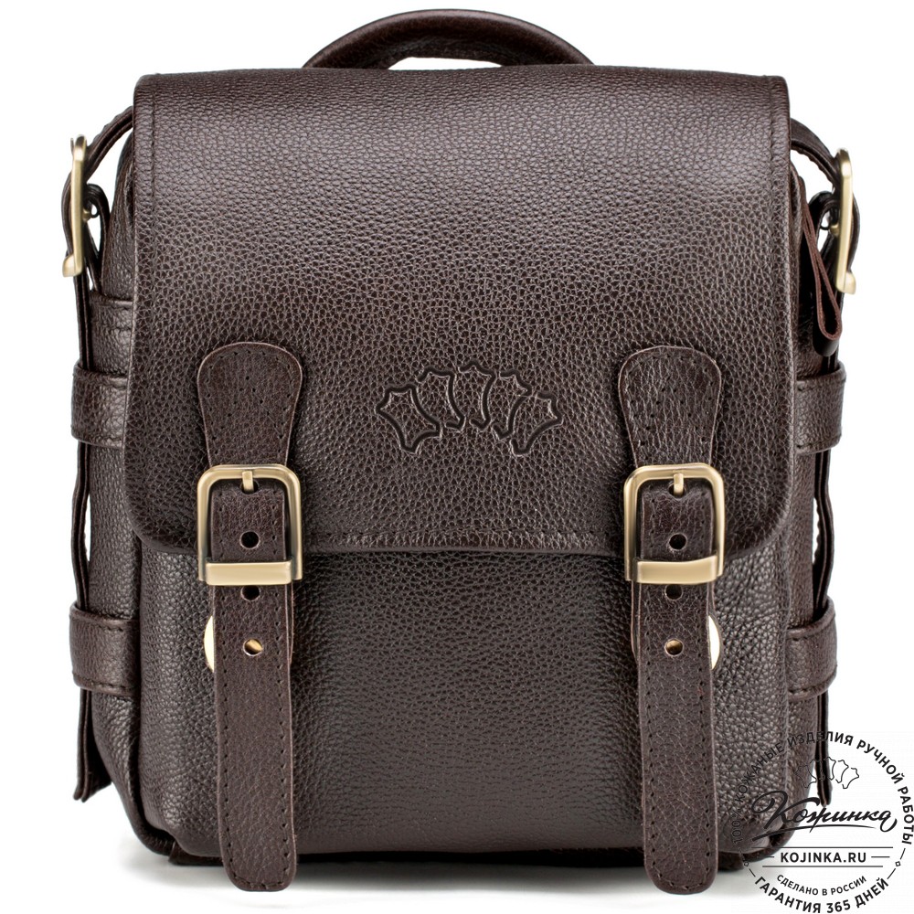 Кожаная сумка через плечо "Джек" (тёмно-коричневая) 