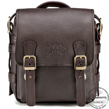 Кожаная сумка через плечо "Джек" (тёмно-коричневая) 