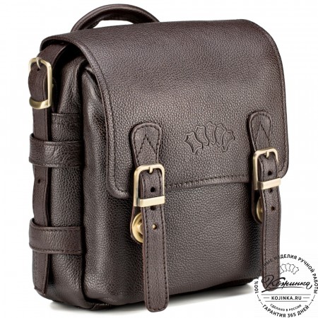 Кожаная сумка через плечо "Джек" (тёмно-коричневая) 
