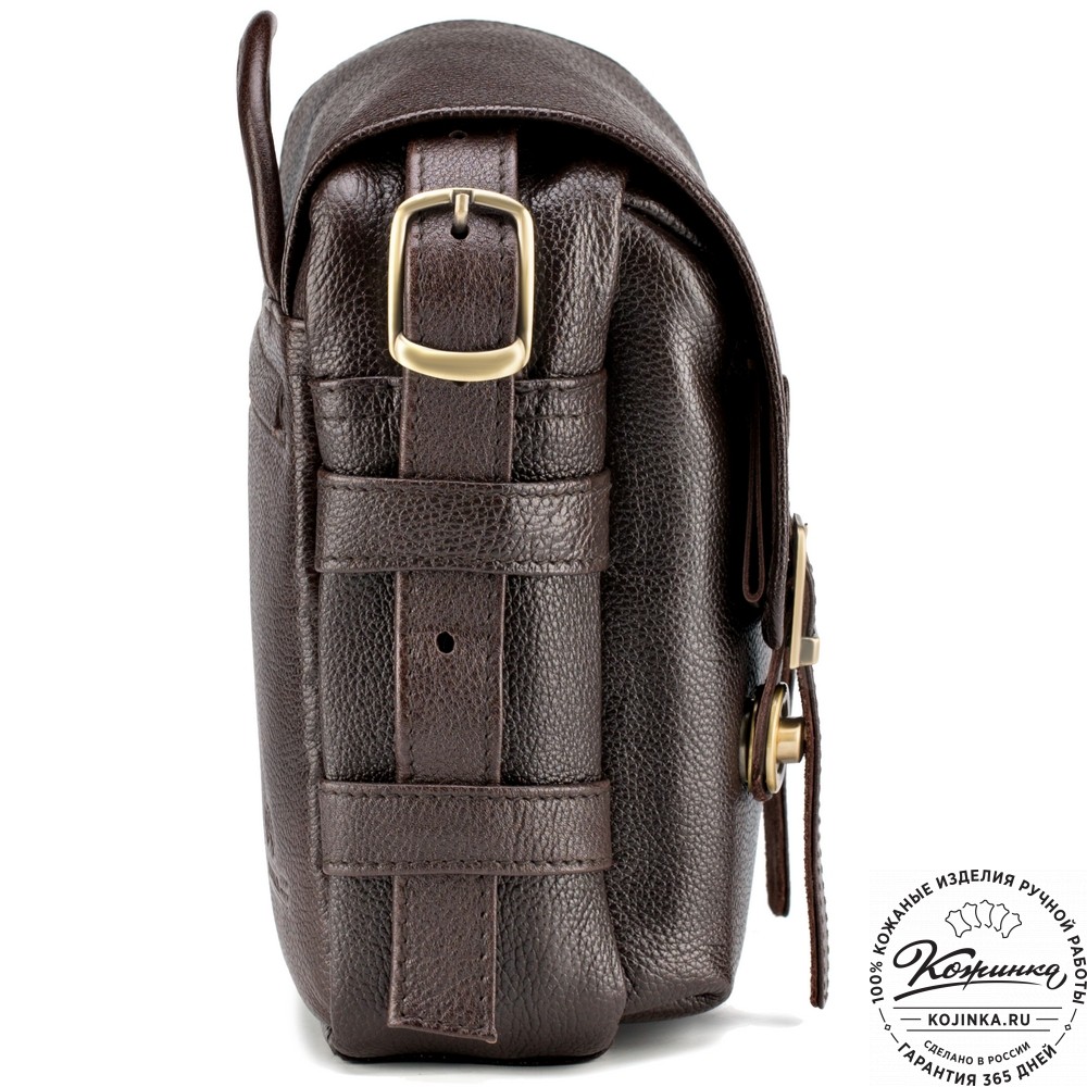 Кожаная сумка через плечо "Джек" (тёмно-коричневая) 