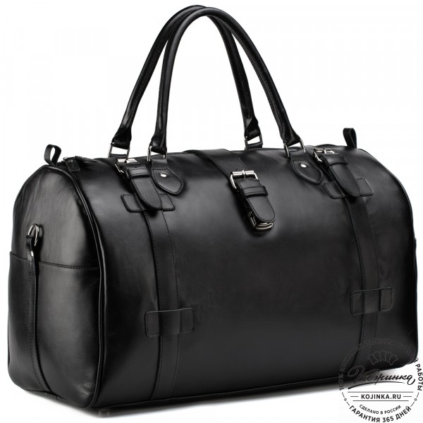 Кожаная дорожная сумка "Кордова" (чёрная). фото 1