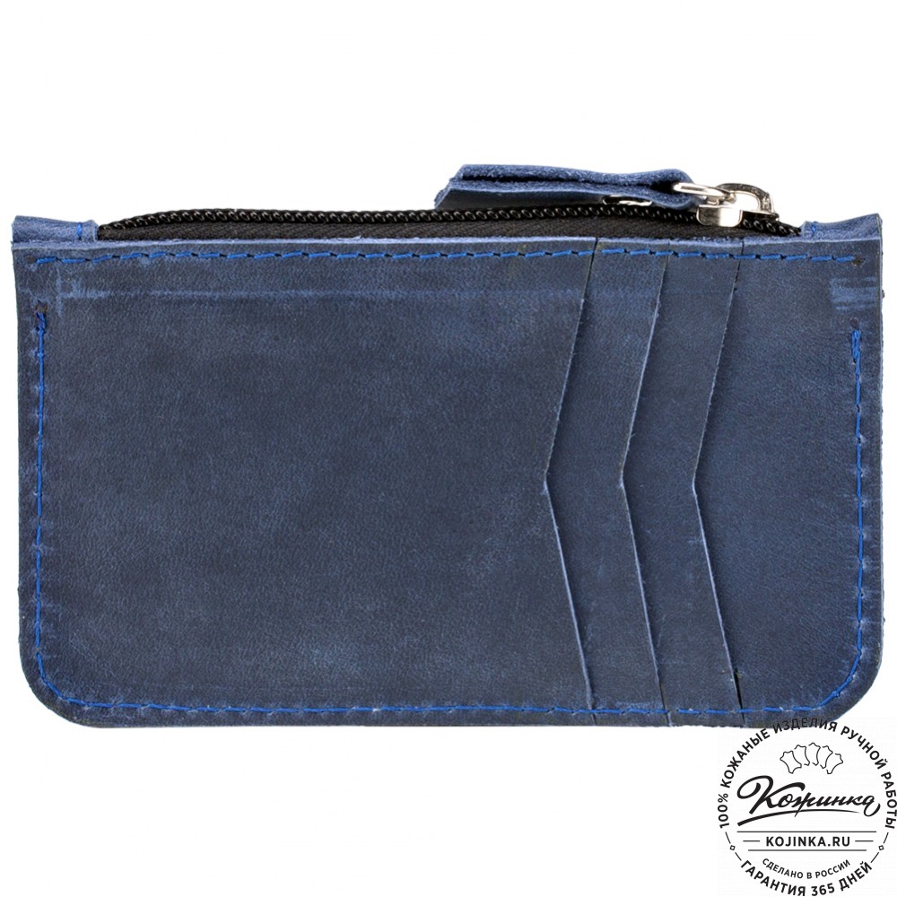 Кожаный картхолдер "Мурано" (синий)