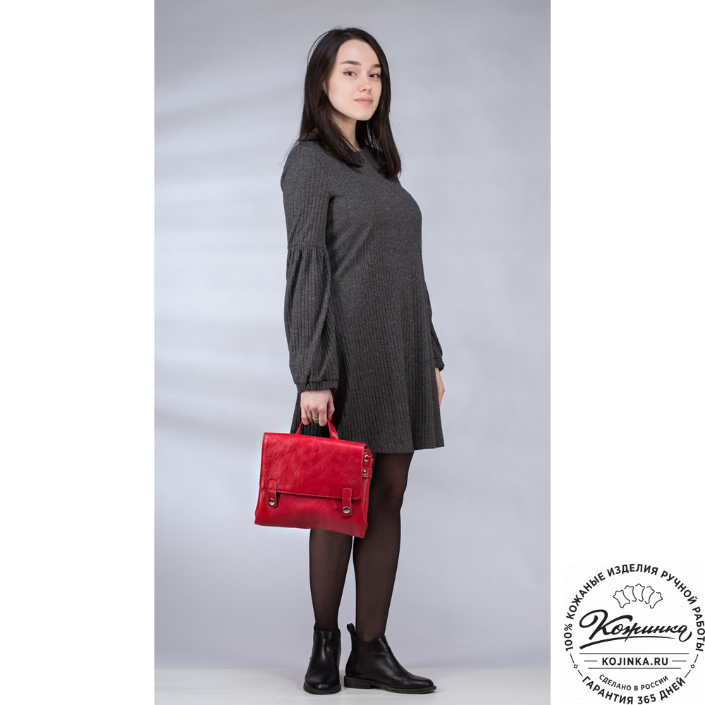 Кожаный рюкзак "Брук" (красный)