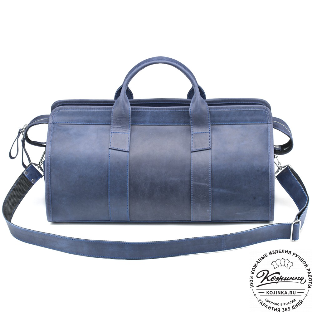 Кожаная дорожная сумка "Чарли" (синий крейзи)