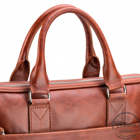 Кожаная деловая сумка "Кларк" (рыжий антик) 
