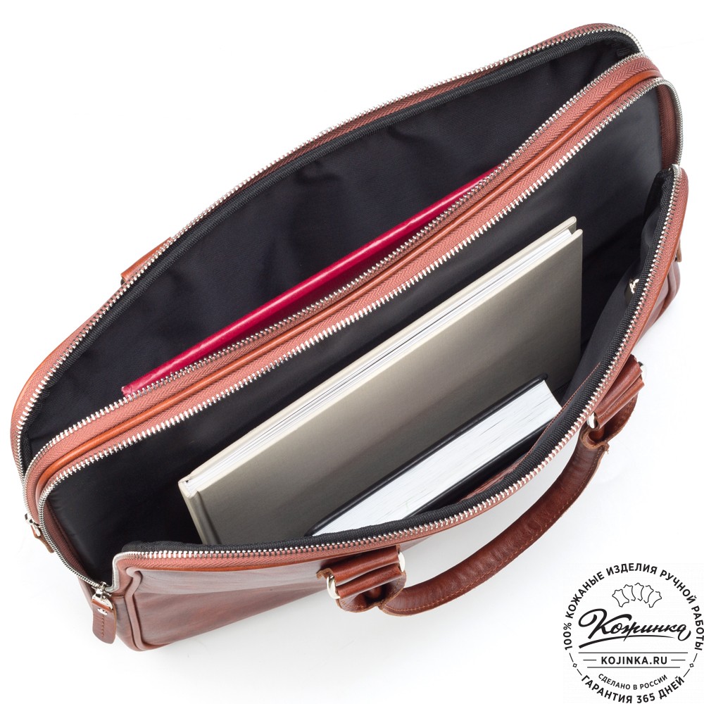 Кожаная деловая сумка "Кларк" (рыжий антик) 