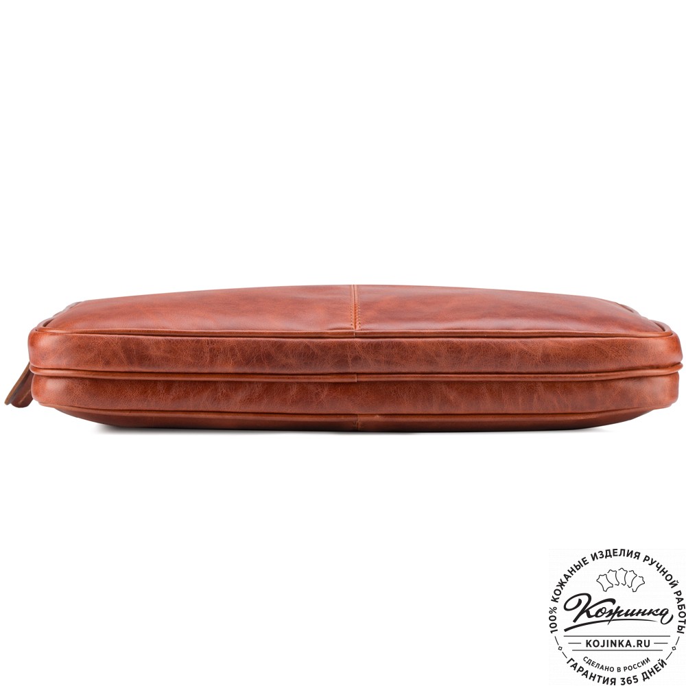 Кожаная деловая сумка "Кларк" (рыжий антик) 
