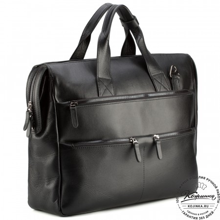 Кожаная деловая сумка "Марк" (черная)
