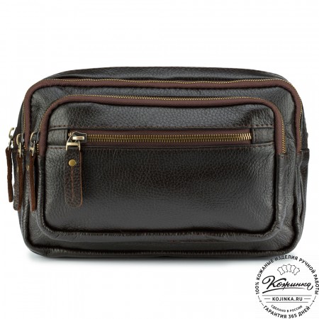 Кожаная сумка на пояс "Гидеон" (коричневая) 