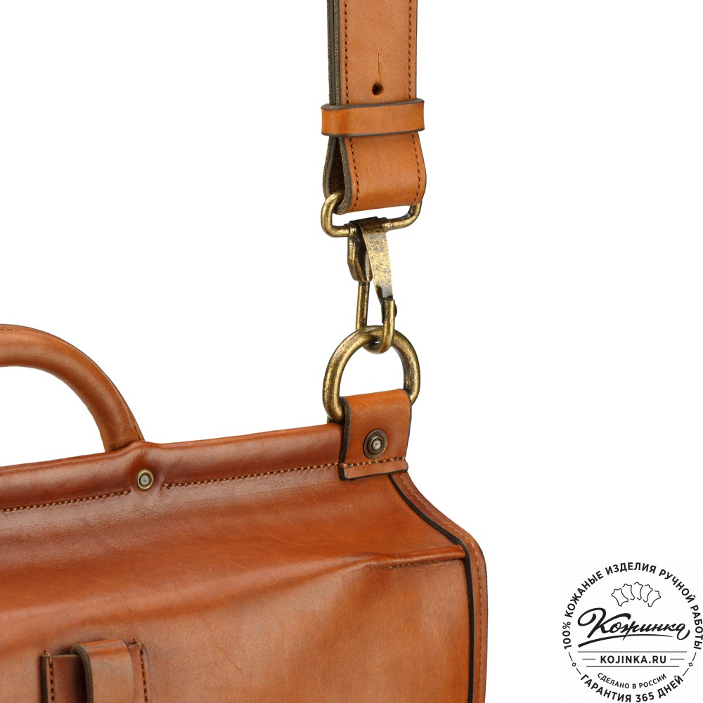 Портфель из кожи и брезента "Крокер" (коричневый с зеленым)