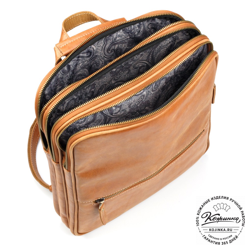 Кожаный рюкзак-сумка "Майя" (рыжий)