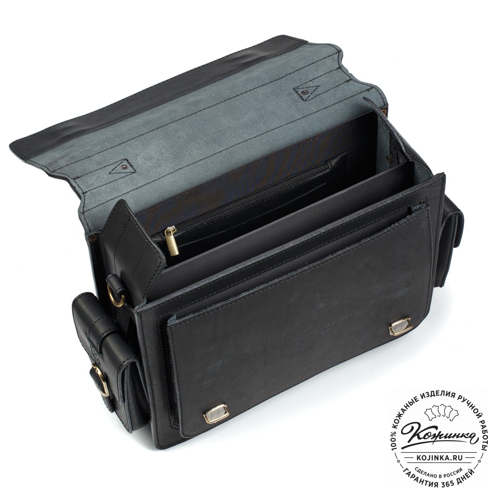 Кожаный портфель "Трансформер" (чёрный)