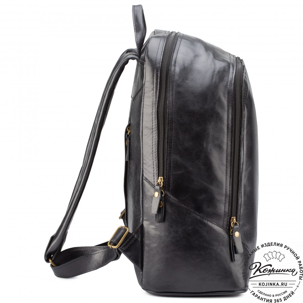 Кожаный рюкзак "Венгрия" (чёрный)
