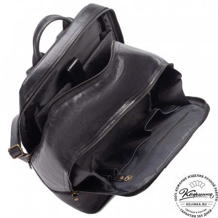 Кожаный рюкзак "Венгрия" (чёрный)