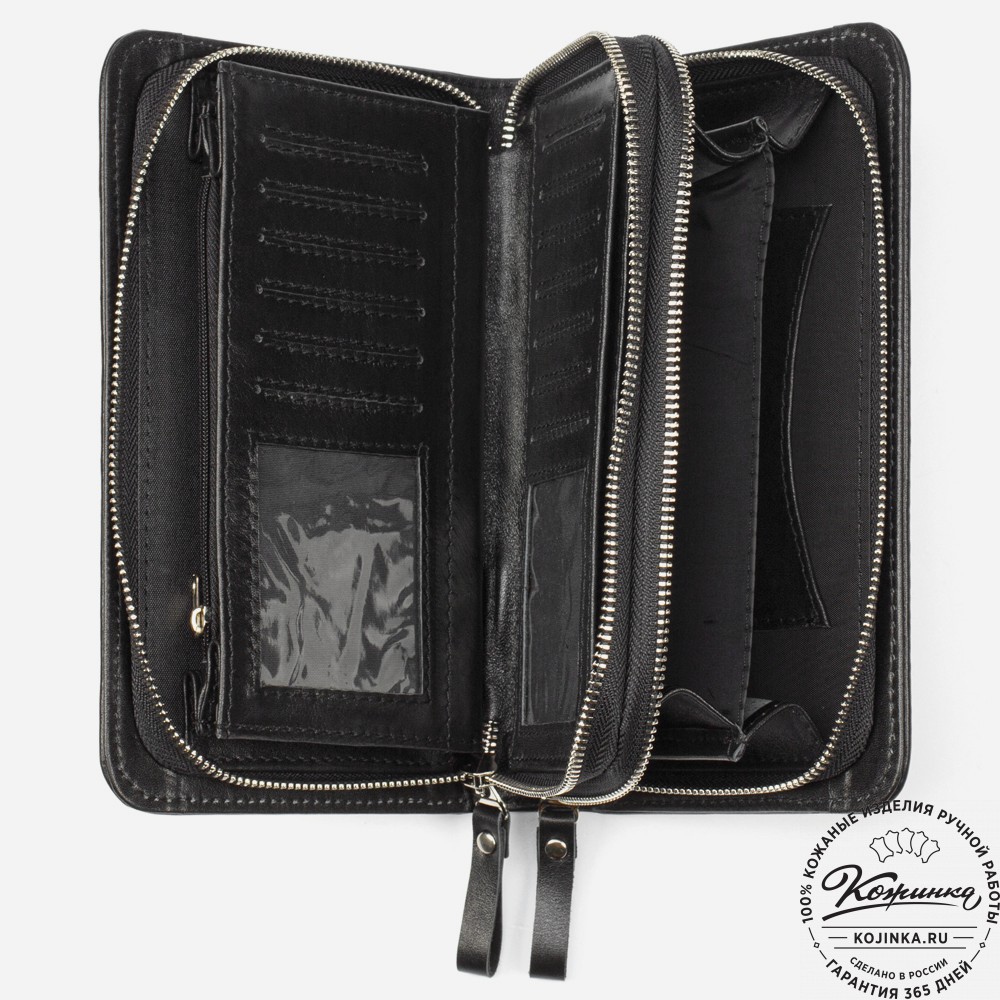 Кожаный клатч "Вилли" (чёрный)