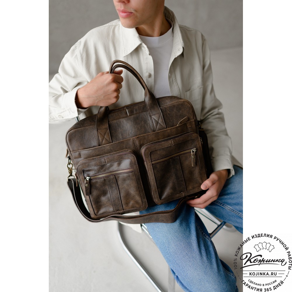  Кожаная деловая сумка "Гильермо" (коричневый воск)