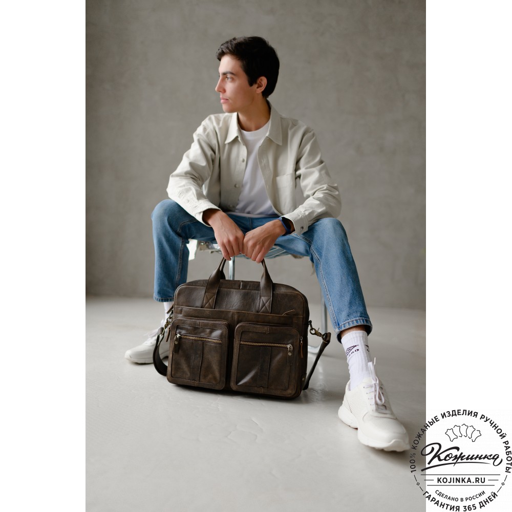  Кожаная деловая сумка "Гильермо" (коричневый воск)