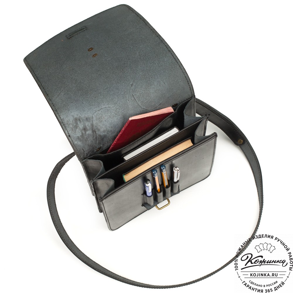 Кожаная сумка "Макар" (чёрная)