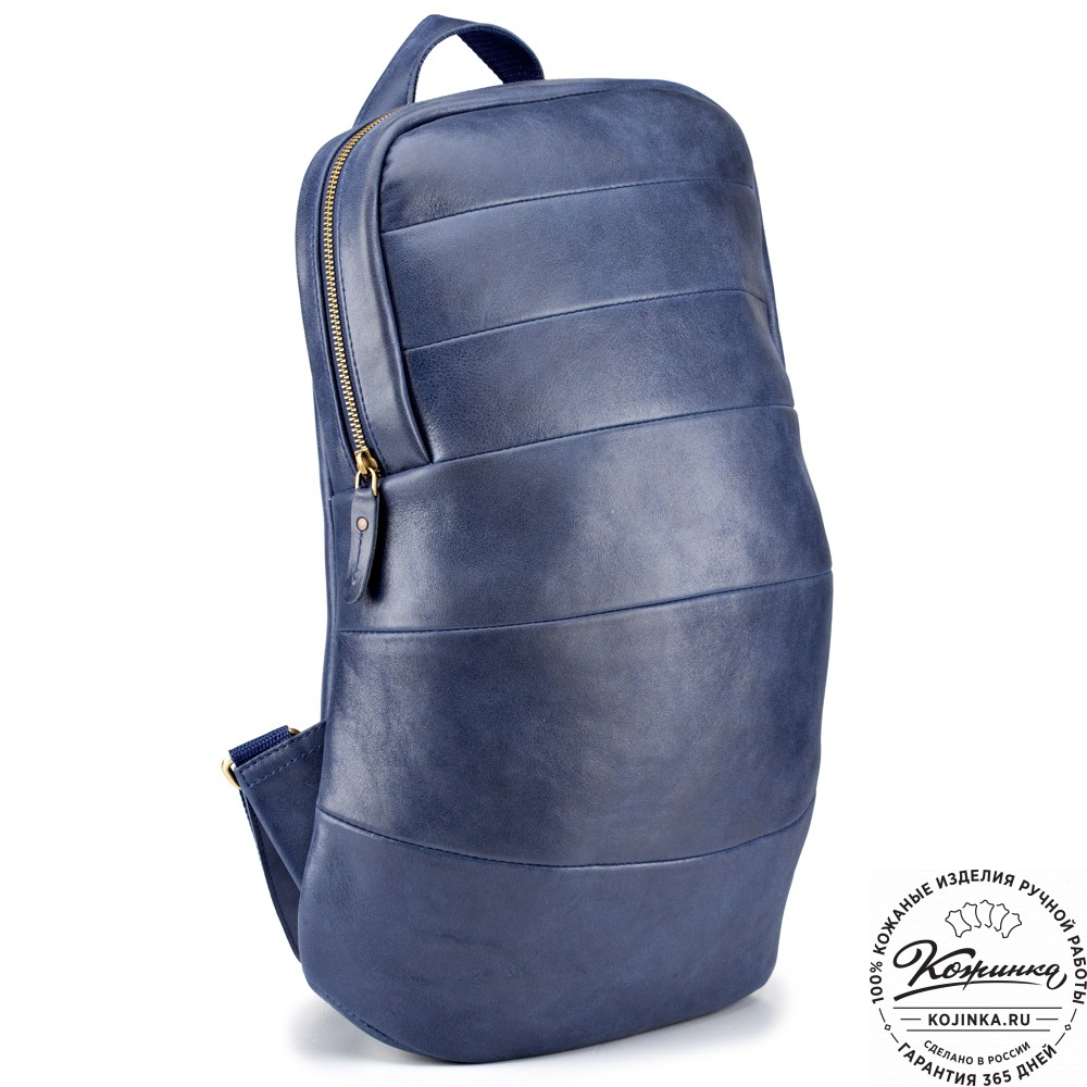 Кожаный рюкзак "Беверли" (синий)