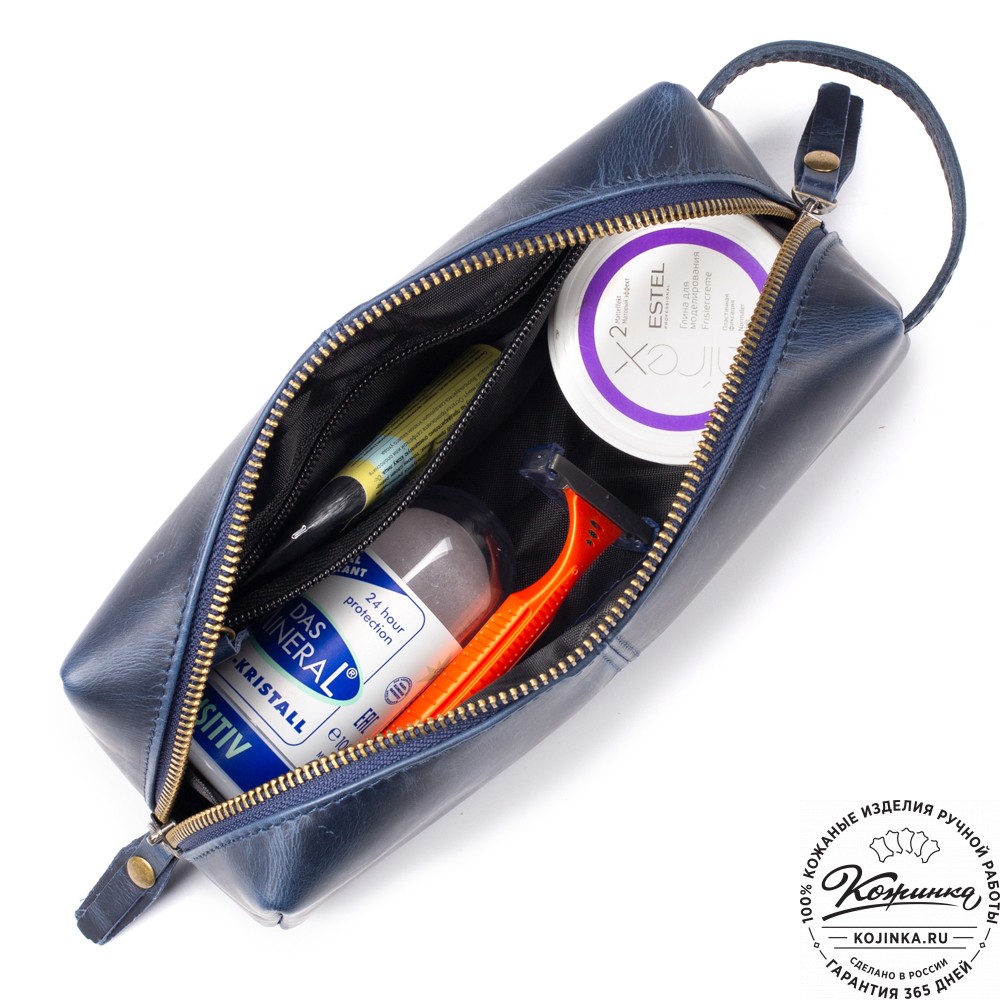 Кожаный несессер "Гремлин" (синий воск)