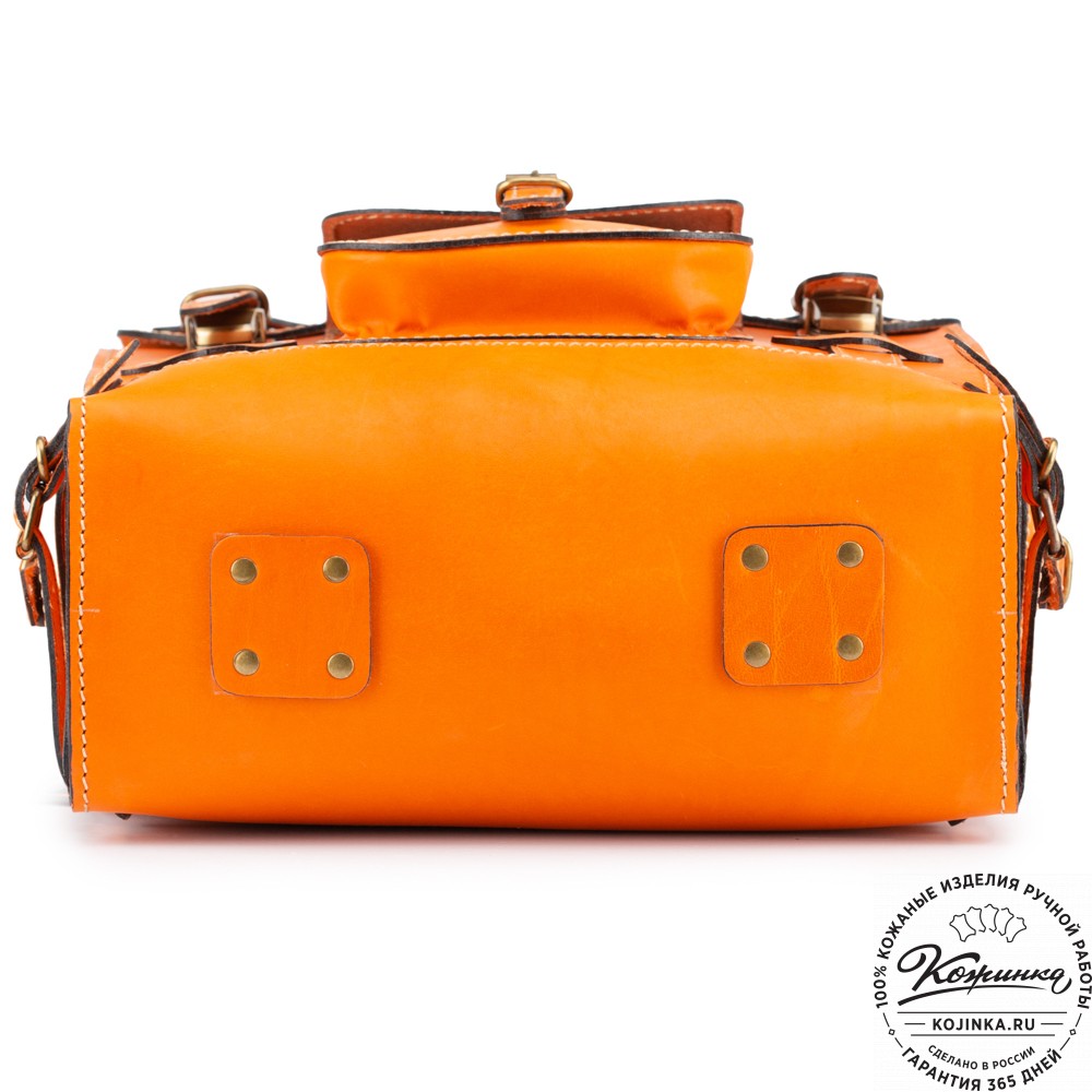 Кожаный ранец "Максимус 3" (оранжевый)