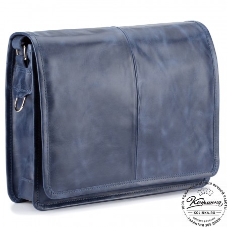 Кожаная сумка "Винсент" (синий  антик)