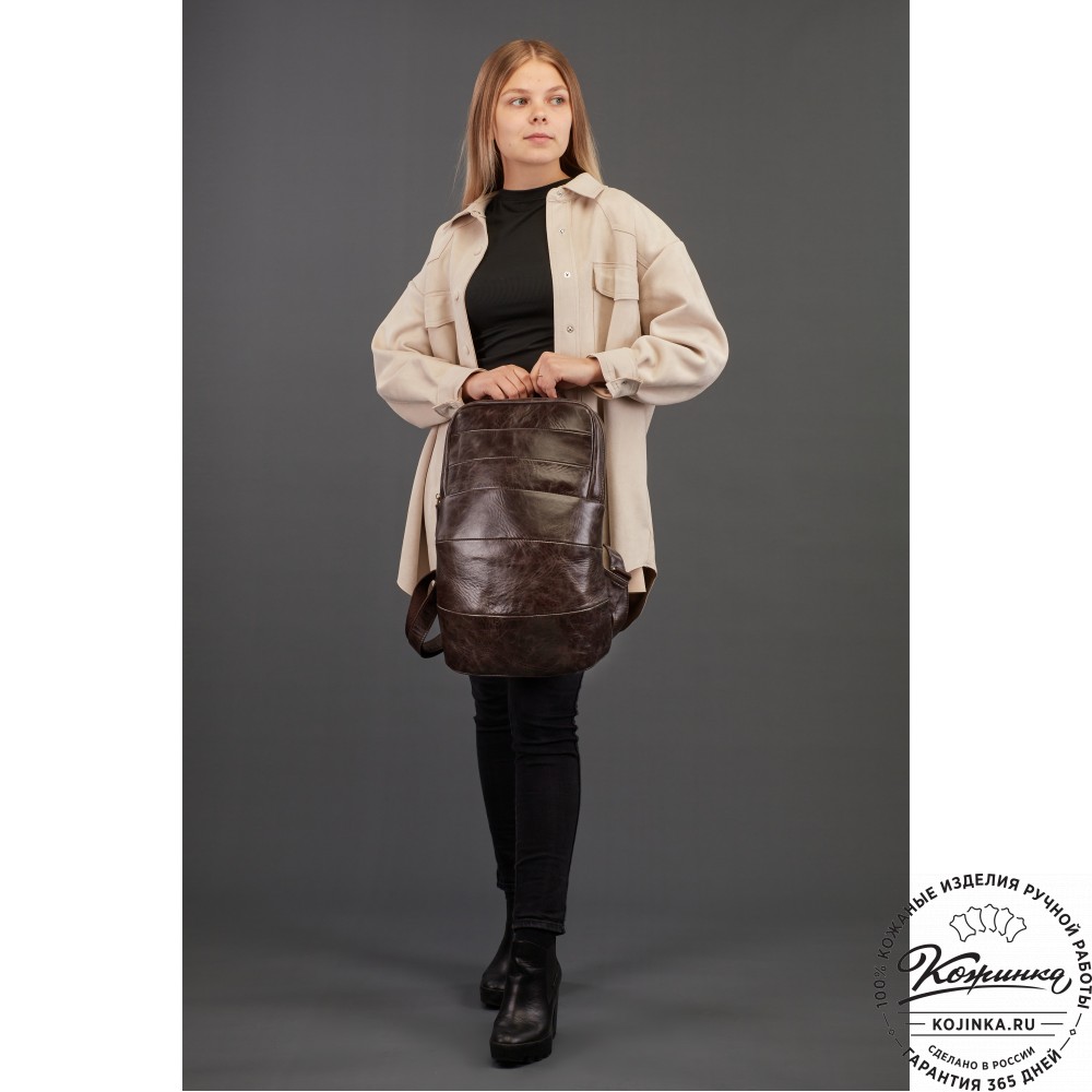 Кожаный рюкзак "Беверли" (зелёный)