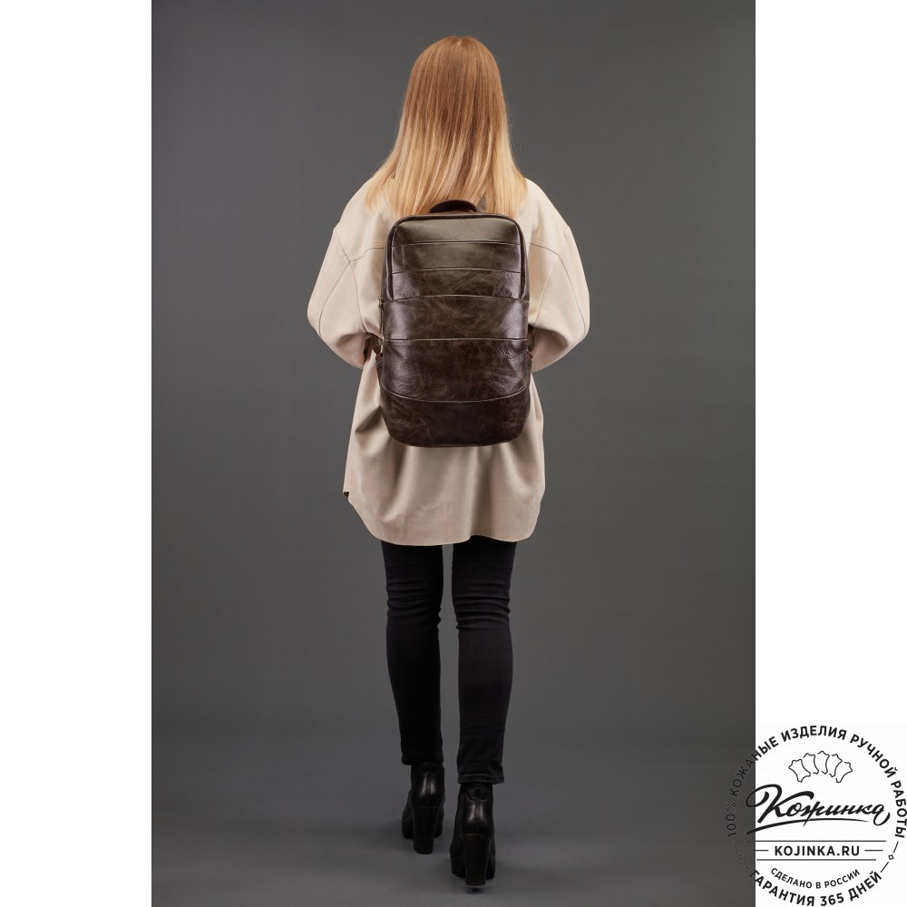 Кожаный рюкзак "Беверли" (зелёный)