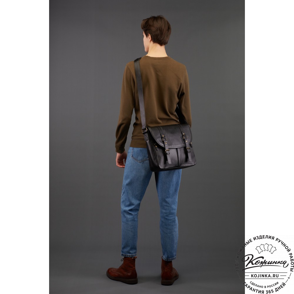 Кожаная сумка "Командор" (чёрная)