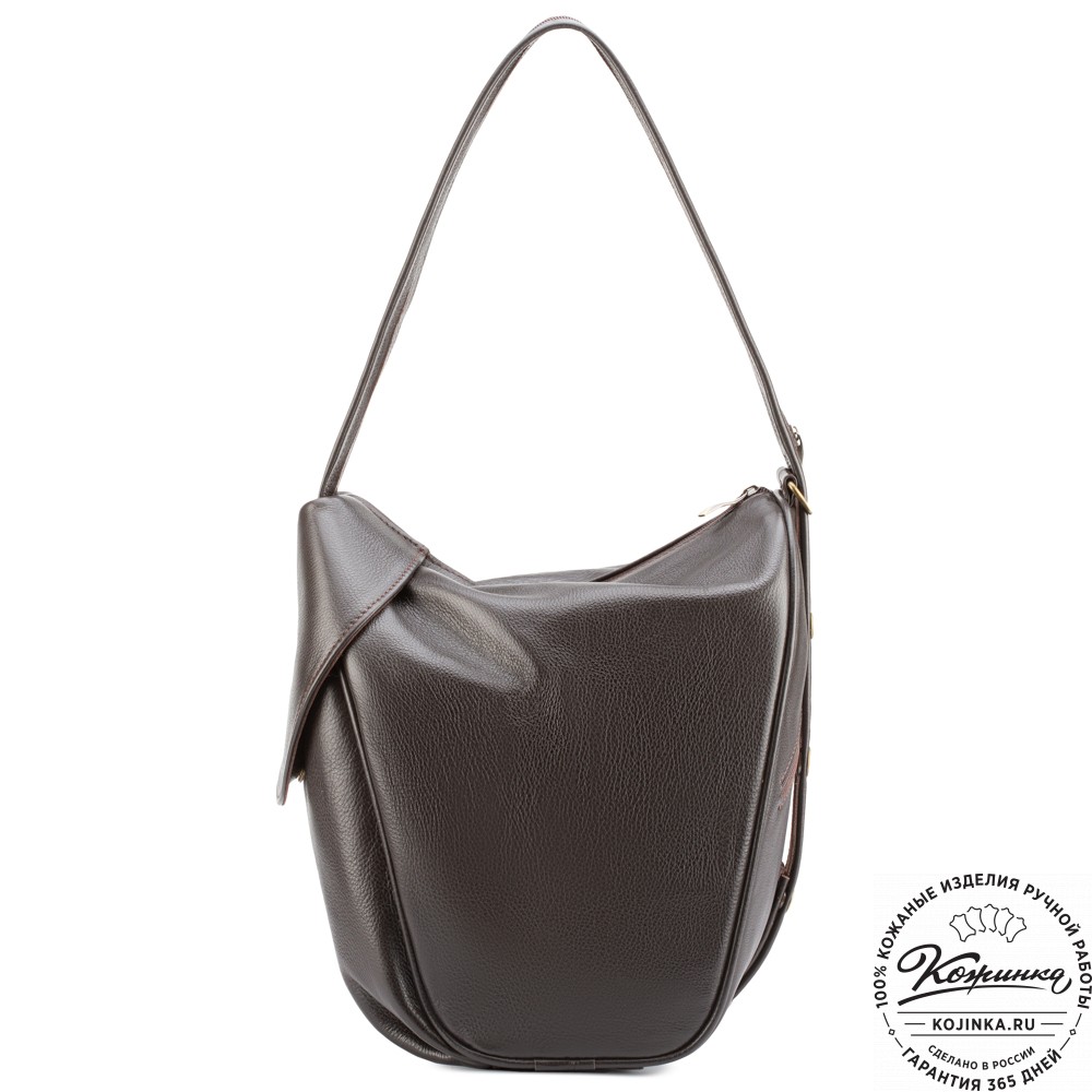 Кожаный рюкзак-сумка "Микки" (тёмно-коричневый)