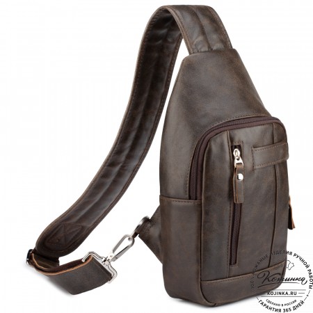 Кожаная нагрудная сумка "Ватикан" (коричневая наппа)