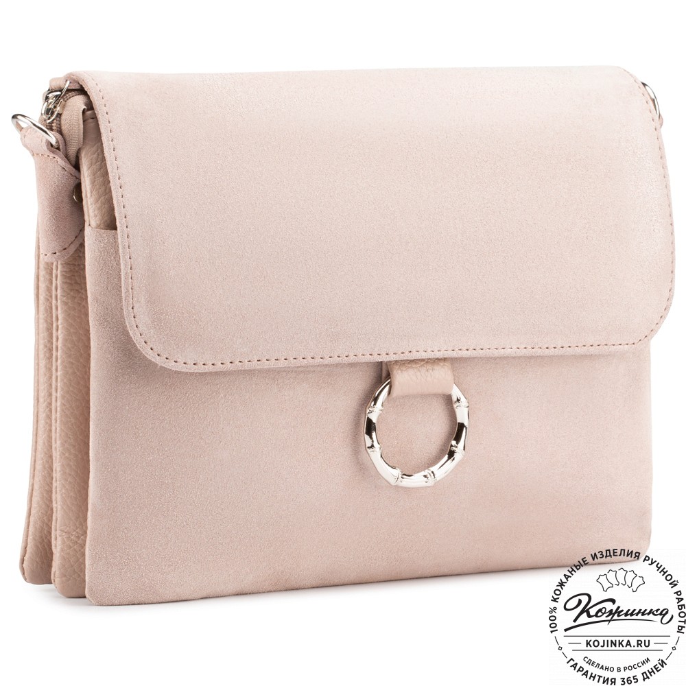 Женская сумка из кожи и замши "Мишель" (бежевая)