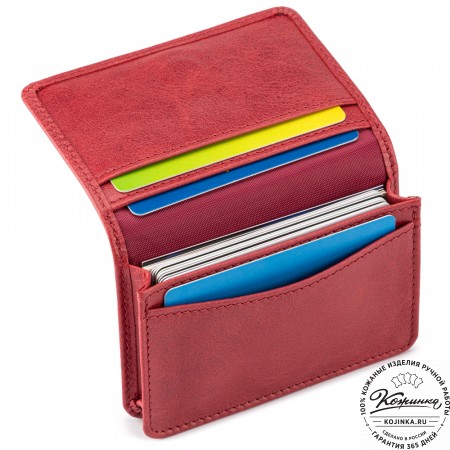 Кожаный картхолдер "Аляска" (малина)