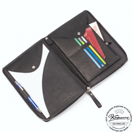 Кожаная папка для документов "Кейптаун" (черный крейзи)