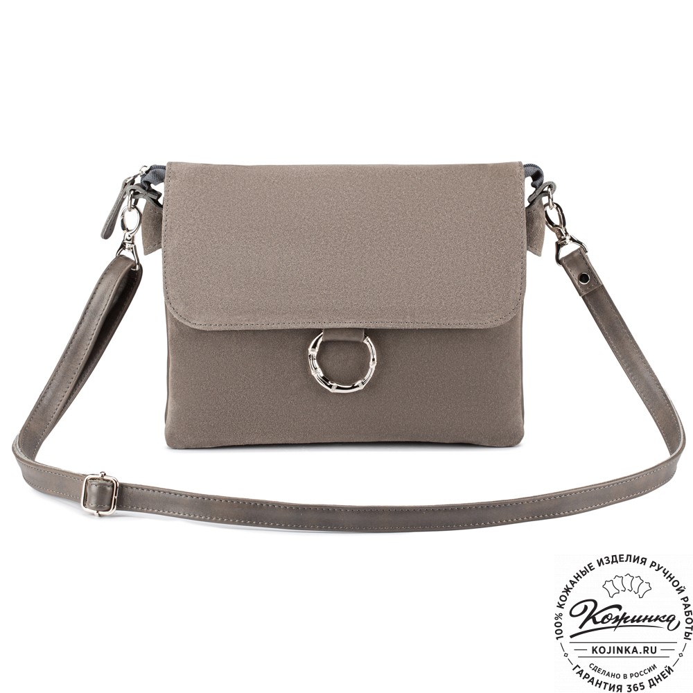 Женская сумка из кожи и замши "Мишель" (серая)
