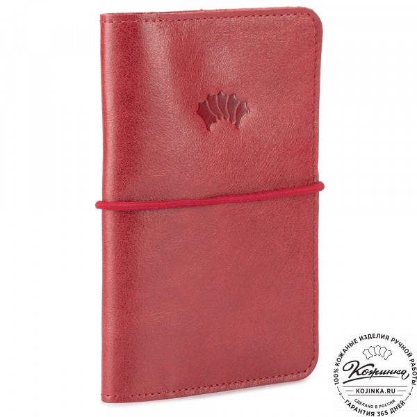 Кожаная обложка на паспорт Прага (малина). фото 1