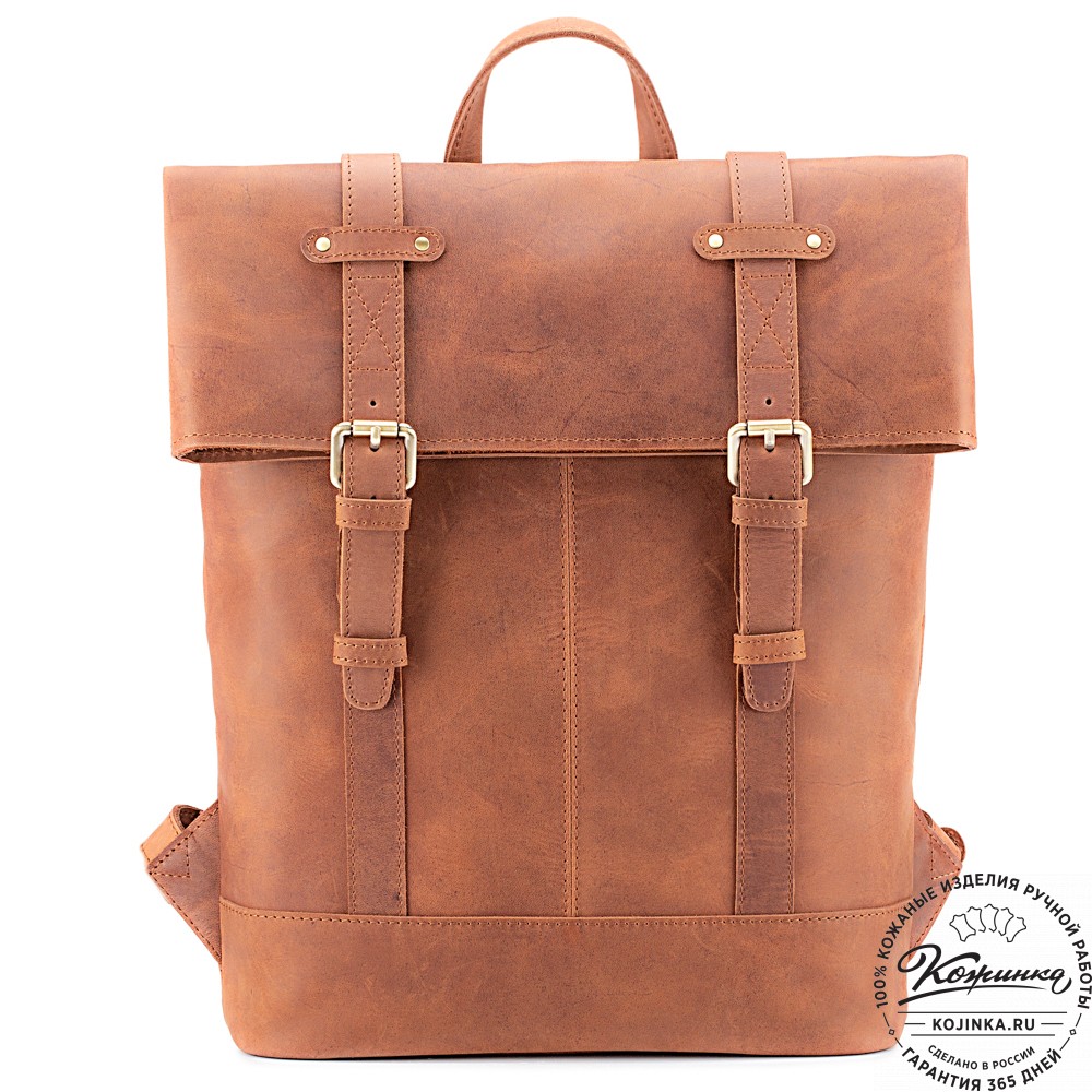 Кожаный рюкзак "Бэнжамин" (коричневый крейзи)