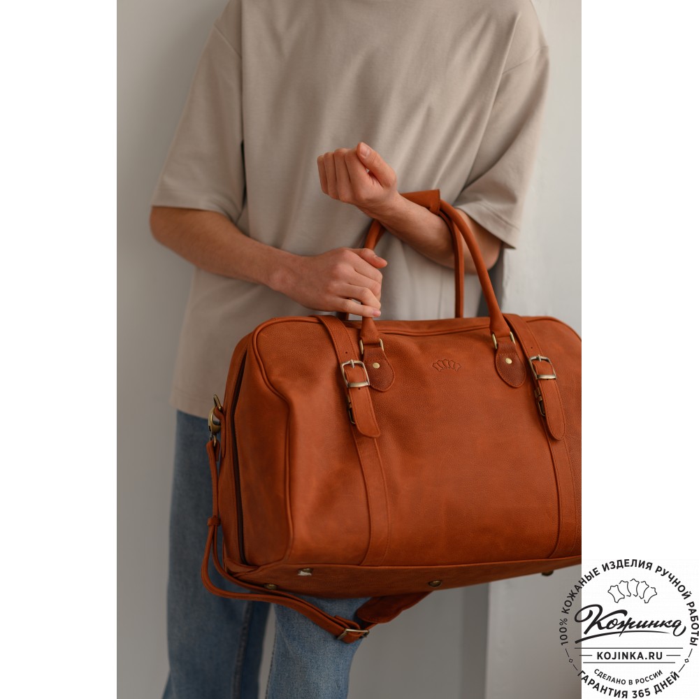 Кожаная дорожная сумка "Филипп" (терракот крейзи фактура)