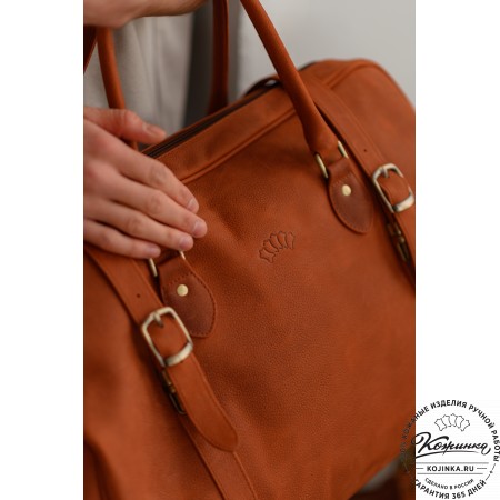 Кожаная дорожная сумка "Филипп" (терракот крейзи фактура)