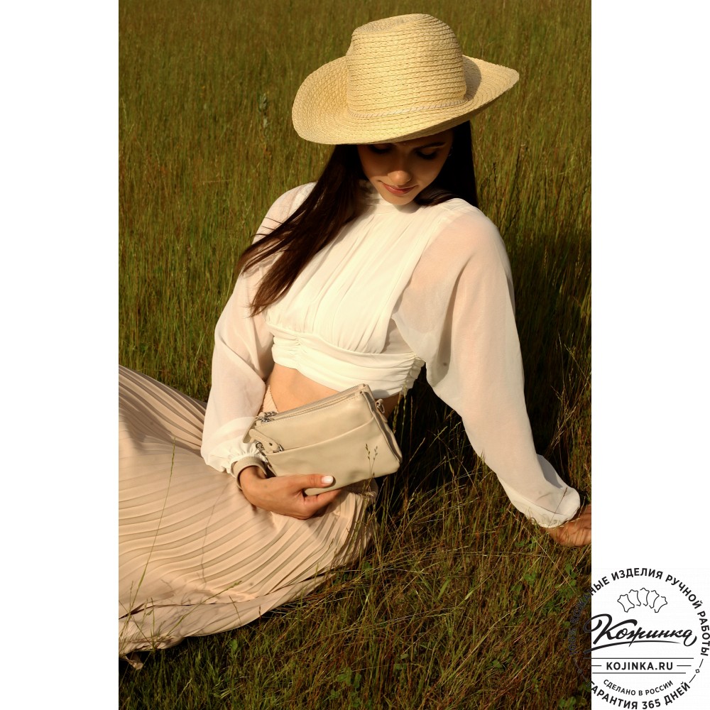 Женская кожаная сумка "Хельга" (бежевая)