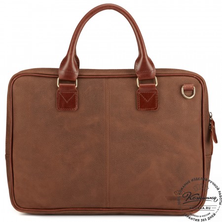 Деловая кожаная сумка "Рудольф" (коричневый крейзи фактура)