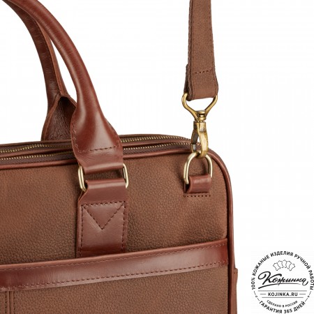 Деловая кожаная сумка "Рудольф" (коричневый крейзи фактура)