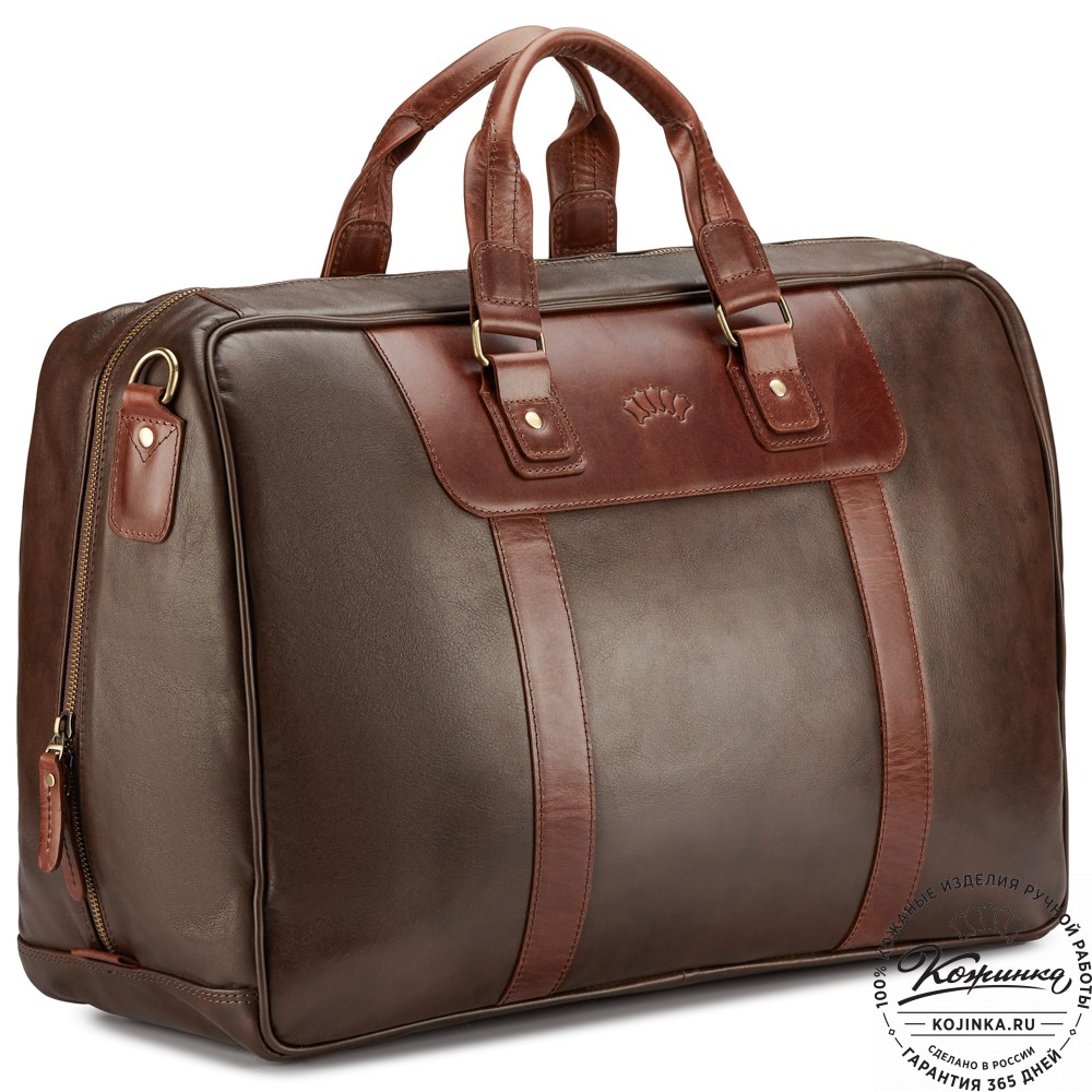 Кожаная дорожная сумка "Ирландия" (коричневая гладкая кожа)