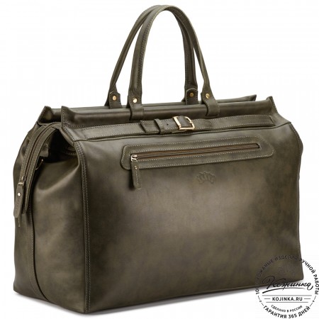 Кожаный дорожный саквояж "Сальери" (хаки гладкая кожа)