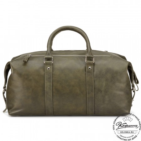 Кожаная дорожно-спортивная сумка Англия (хаки гладкая кожа)