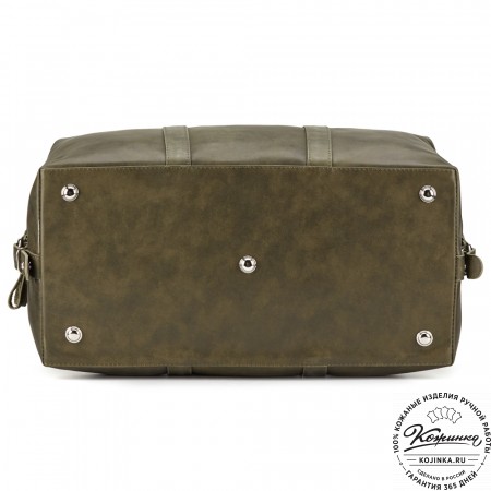 Кожаная дорожно-спортивная сумка Англия (хаки гладкая кожа)