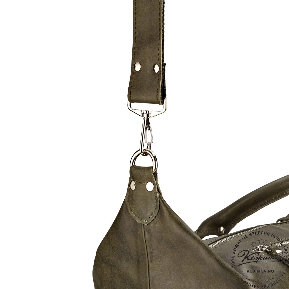 Кожаная дорожно-спортивная сумка Англия (хаки гладкая кожа)