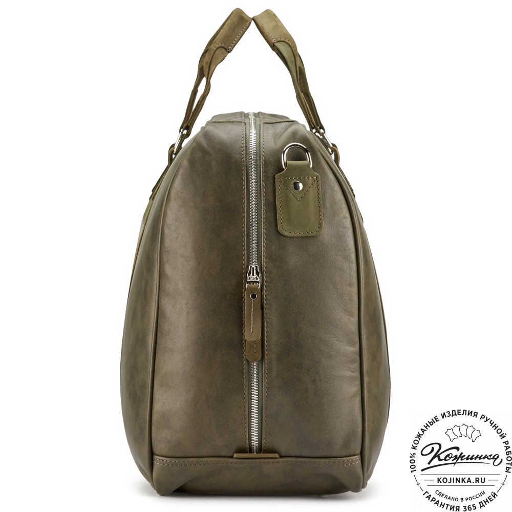 Кожаная дорожная сумка "Ирландия" (хаки гладкая кожа)